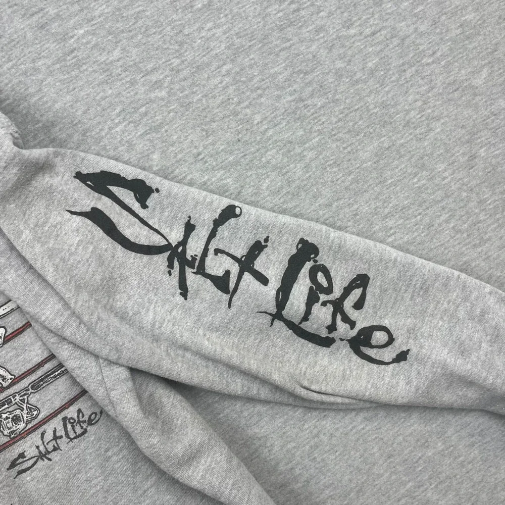 Salt‎ Life Mens Small Gray Hoodie St Kitts Nevis Fishing Flag Graphic Pullover